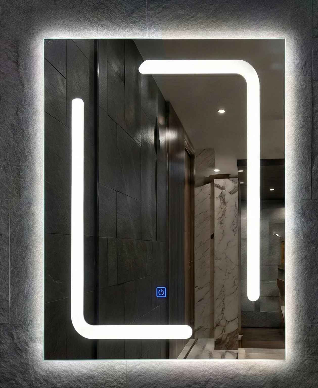 Espejo LED Inteligente Patrón Geométrico Moderno (90x70 cm)