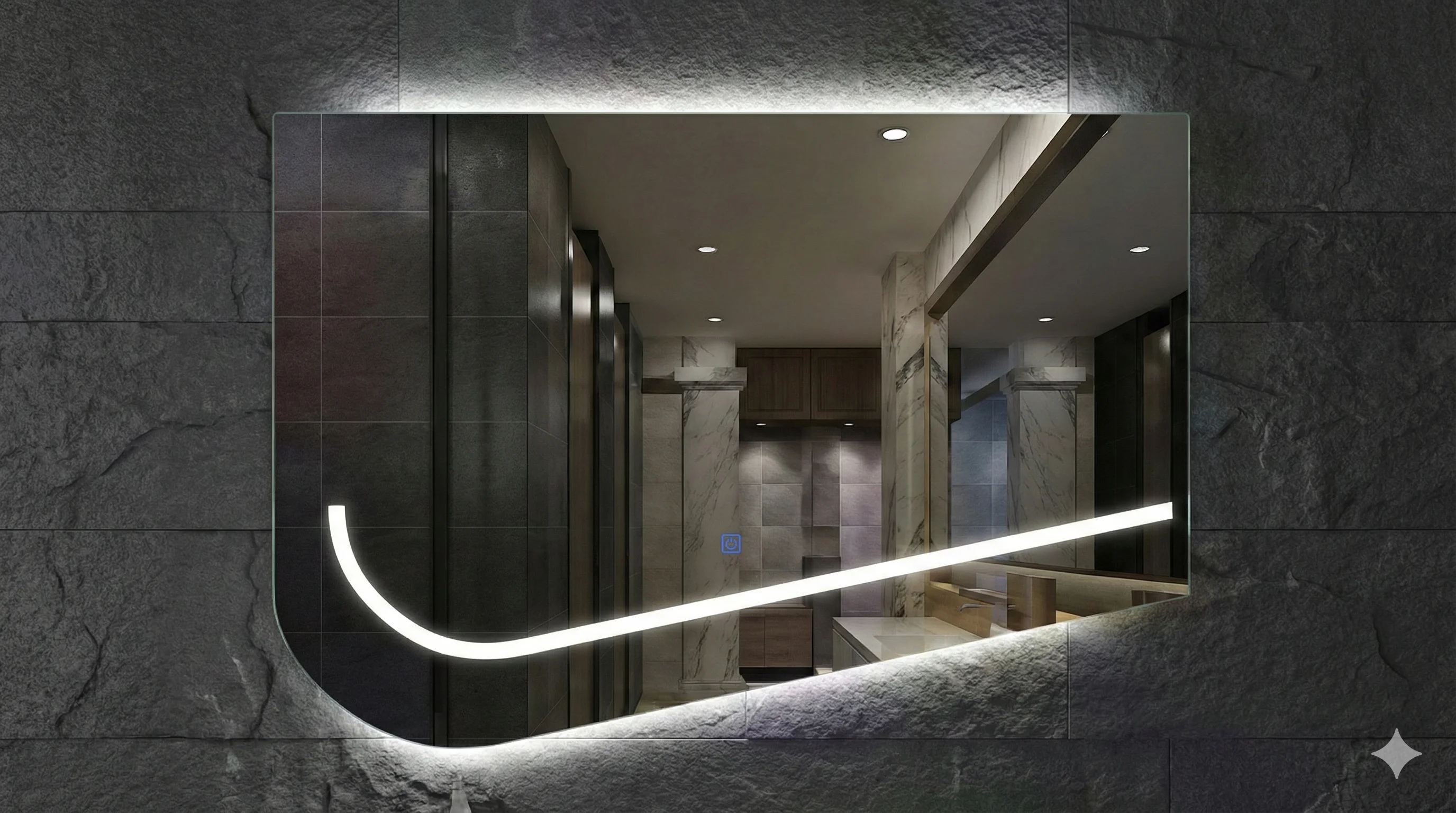 Espejo LED Inteligente Panorámico Línea Curva (90x70 cm)