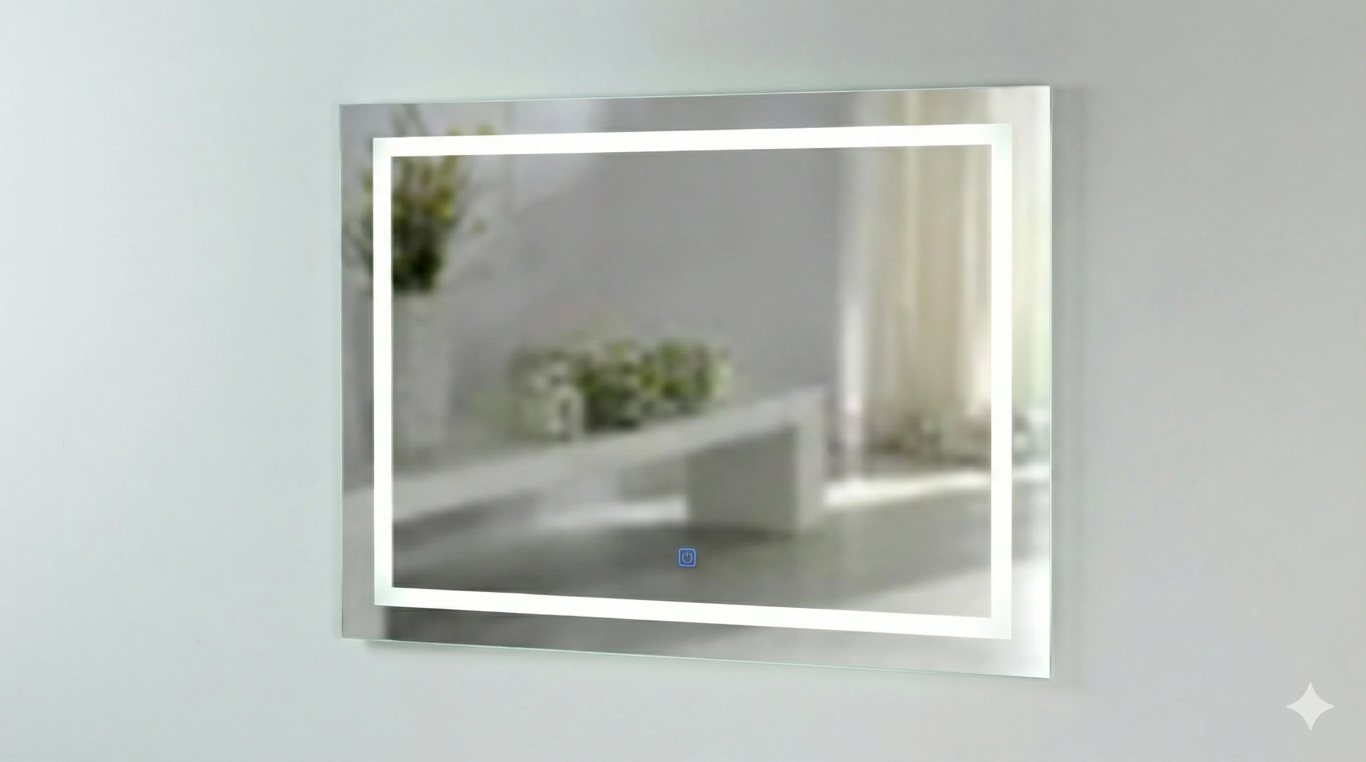 Espejo LED Inteligente Rectangular Borde Interior Frosted (90x70 cm)