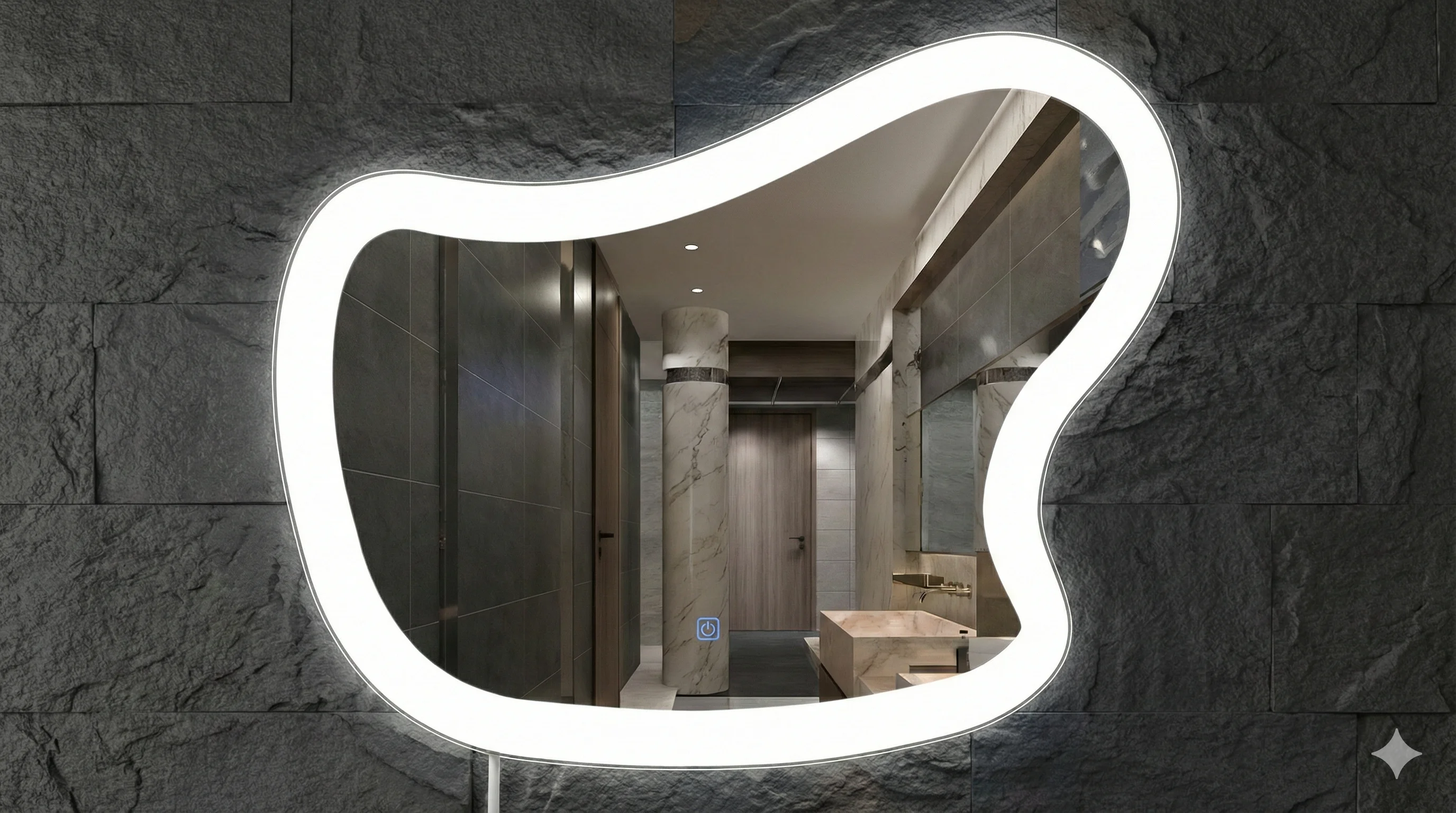 Espejo LED Inteligente Orgánico Asimétrico Wave (90x70 cm)