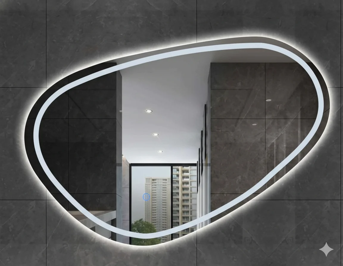 Espejo LED Inteligente Ovalado Orgánico Piedra (90x70 cm)