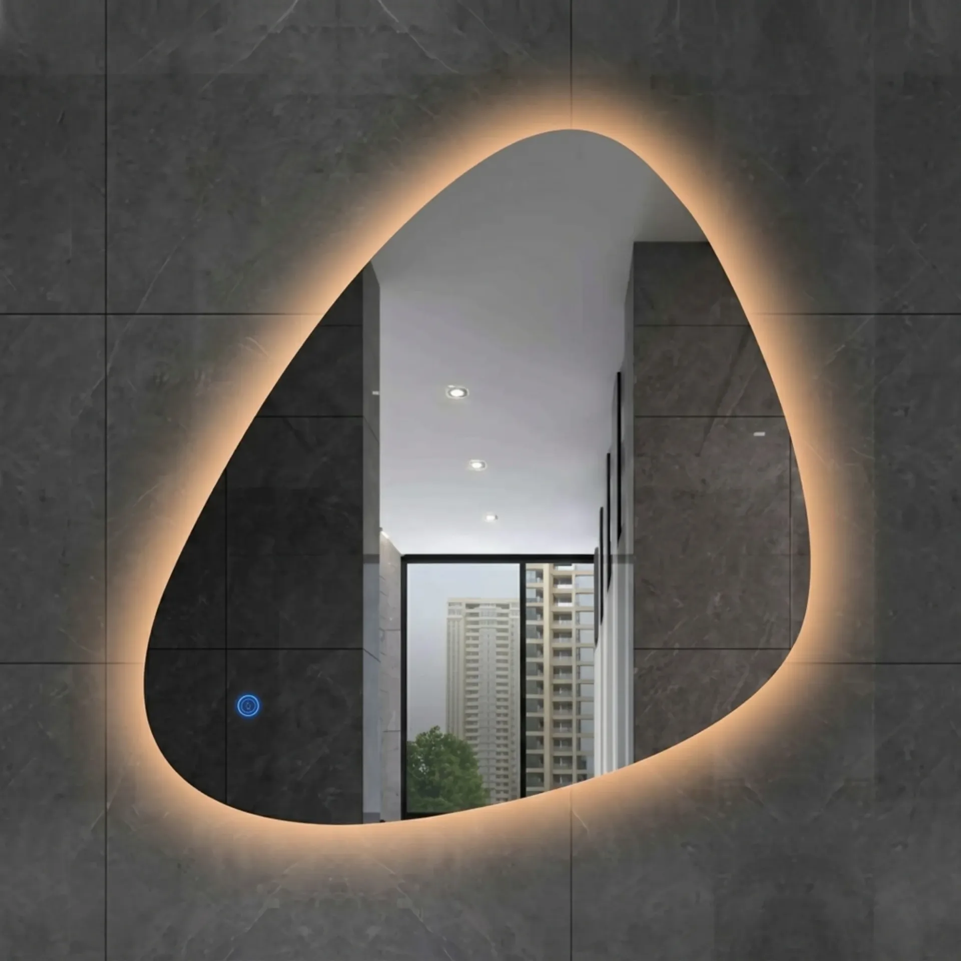 Espejo LED Inteligente Gota / Lágrima Luz Cálida (100x70 cm)